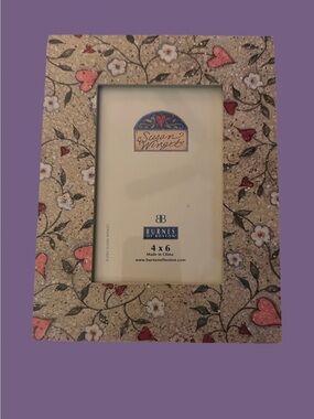 Vtg Susan Winget Burnes of Boston 4x6 Picture Hearts & Flowers Picture Frame